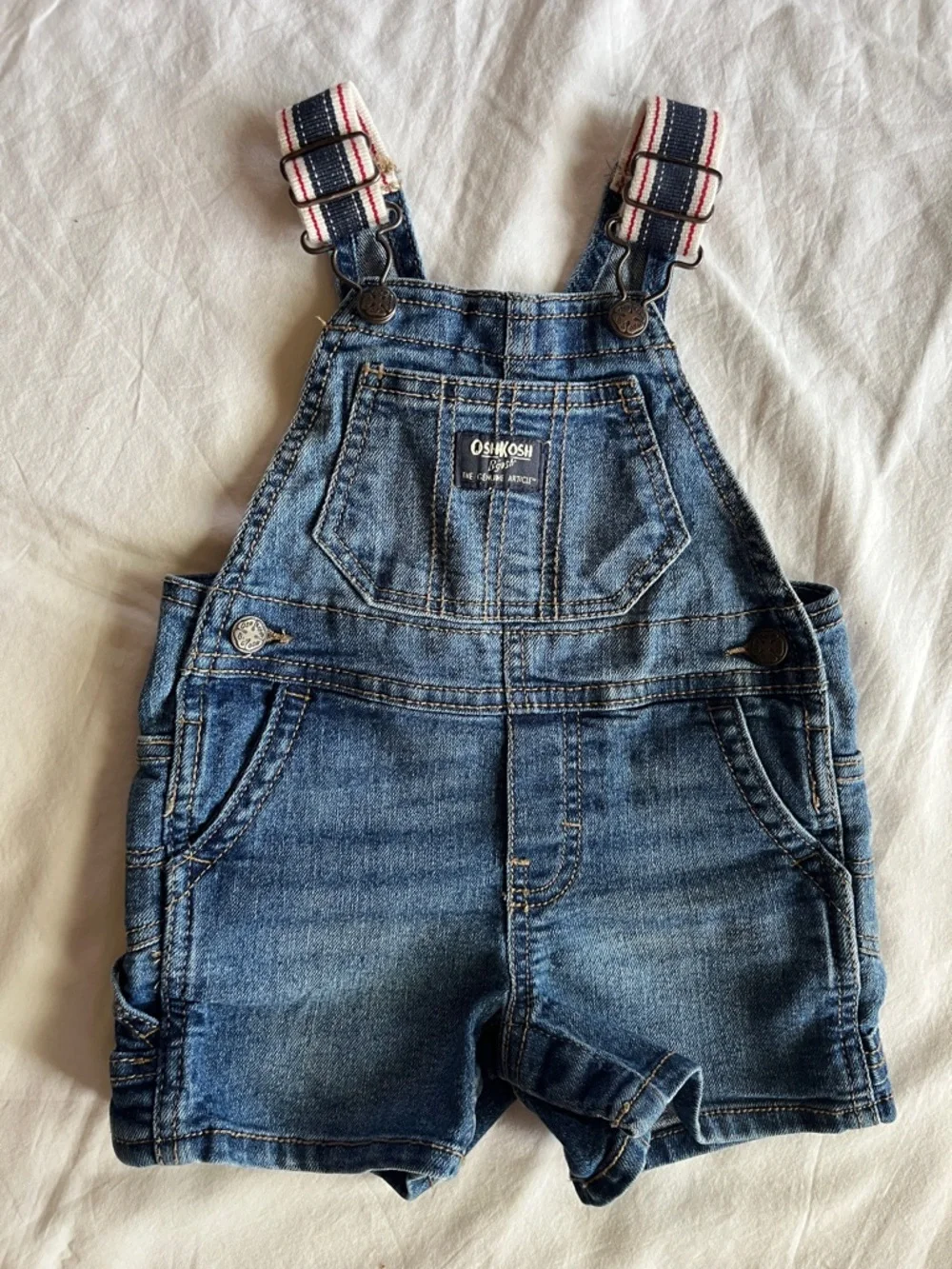 OshKosh B'gosh Denim Jeans  Shortalls Overalls with Striped Straps